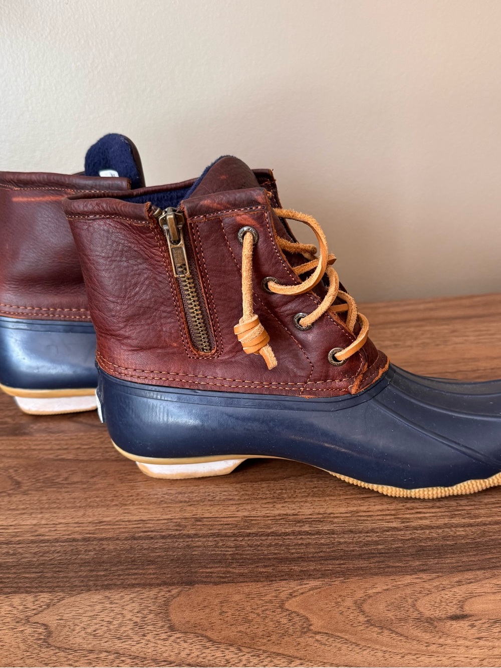 Sperry Brown Leather and Navy Waterproof Duck Boots